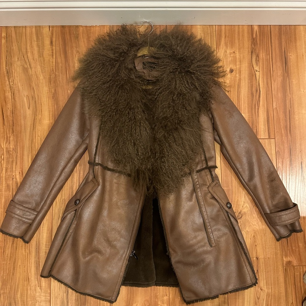 Laundry by Shelli Segal Brown fur coat size x small